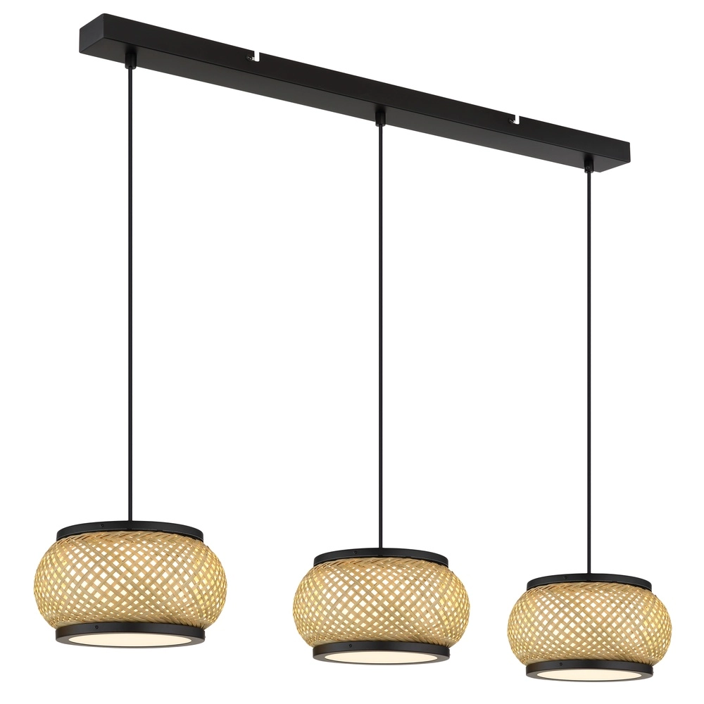 Pendant lamp Bambora 3-light with bamboo