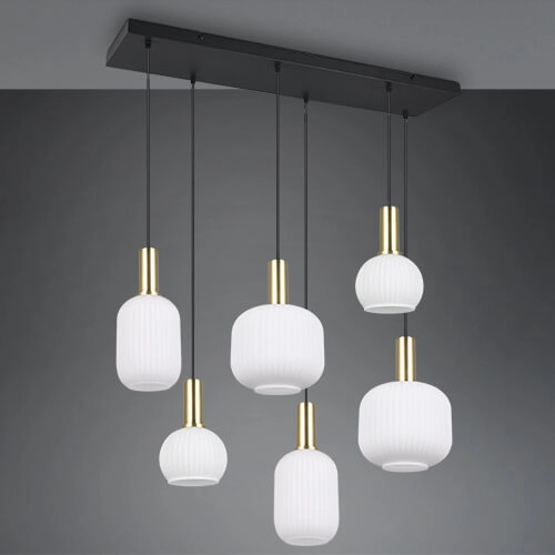 Dining room pendant lamp Diva 6-light - white glass Trio 4017807614510