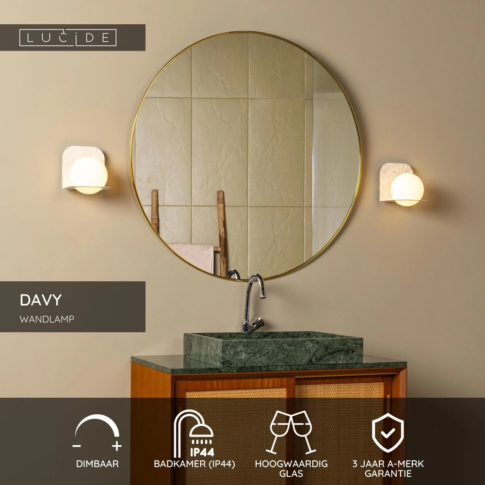 Design wall lamp Davy Grey suitable for bathroom Lucide 5411212040572