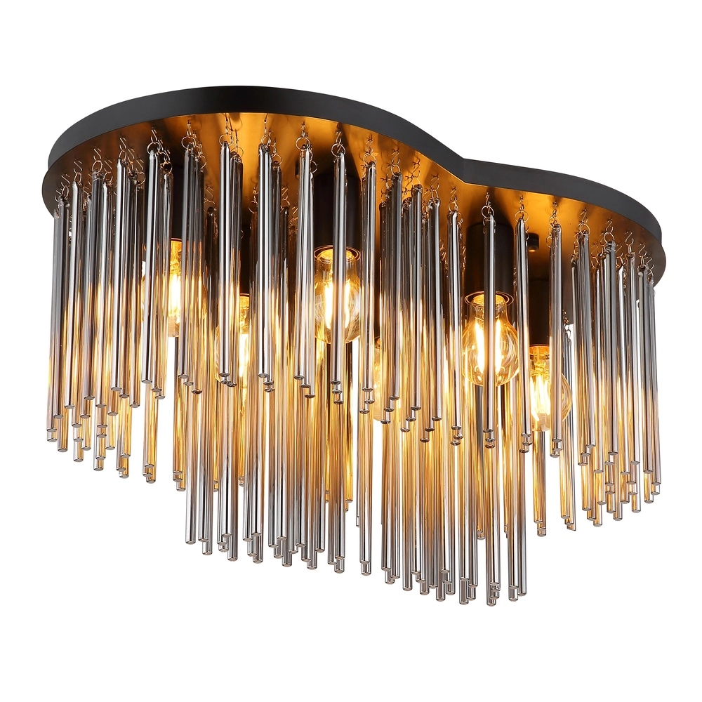 Ceiling lamp Gorley black with glass rods