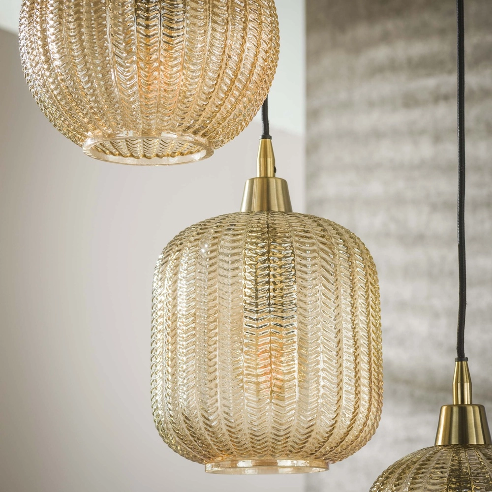 Dining room pendant lamp V-Shape 5-light - ribbed glass Lyora 8716803511156