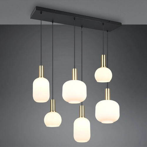 Dining room pendant lamp Diva 6-light - white glass
