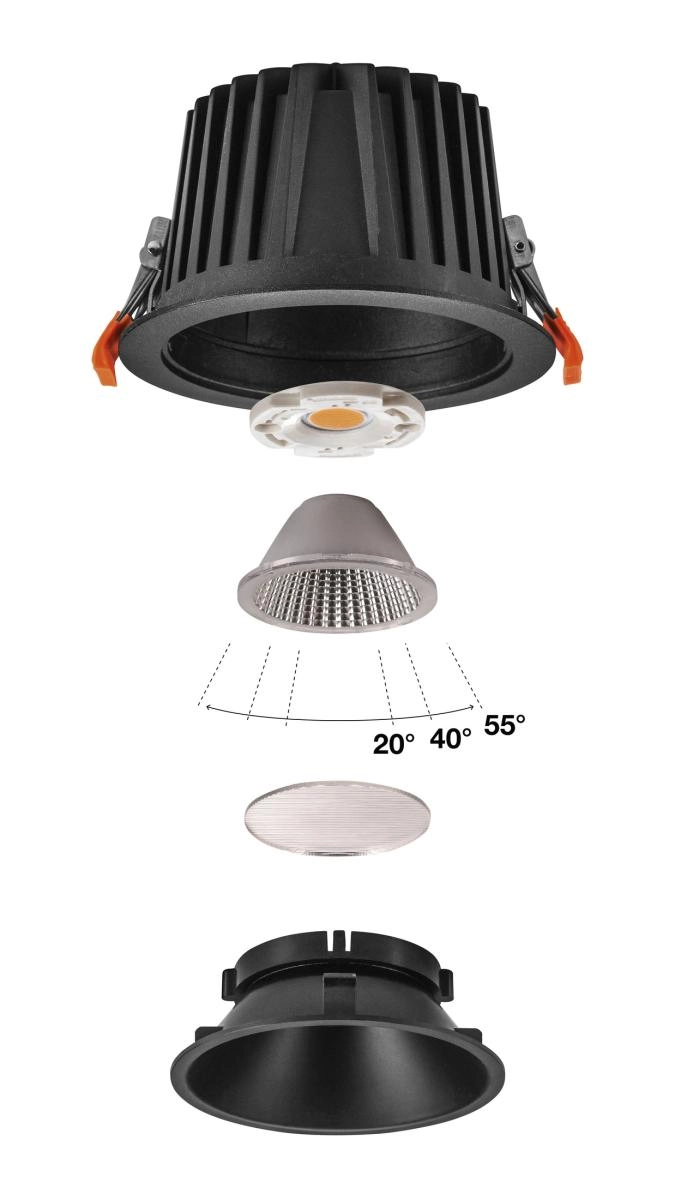 Recessed spotlight Numinos XL black 3000K - 40deg SLV 4024163308151