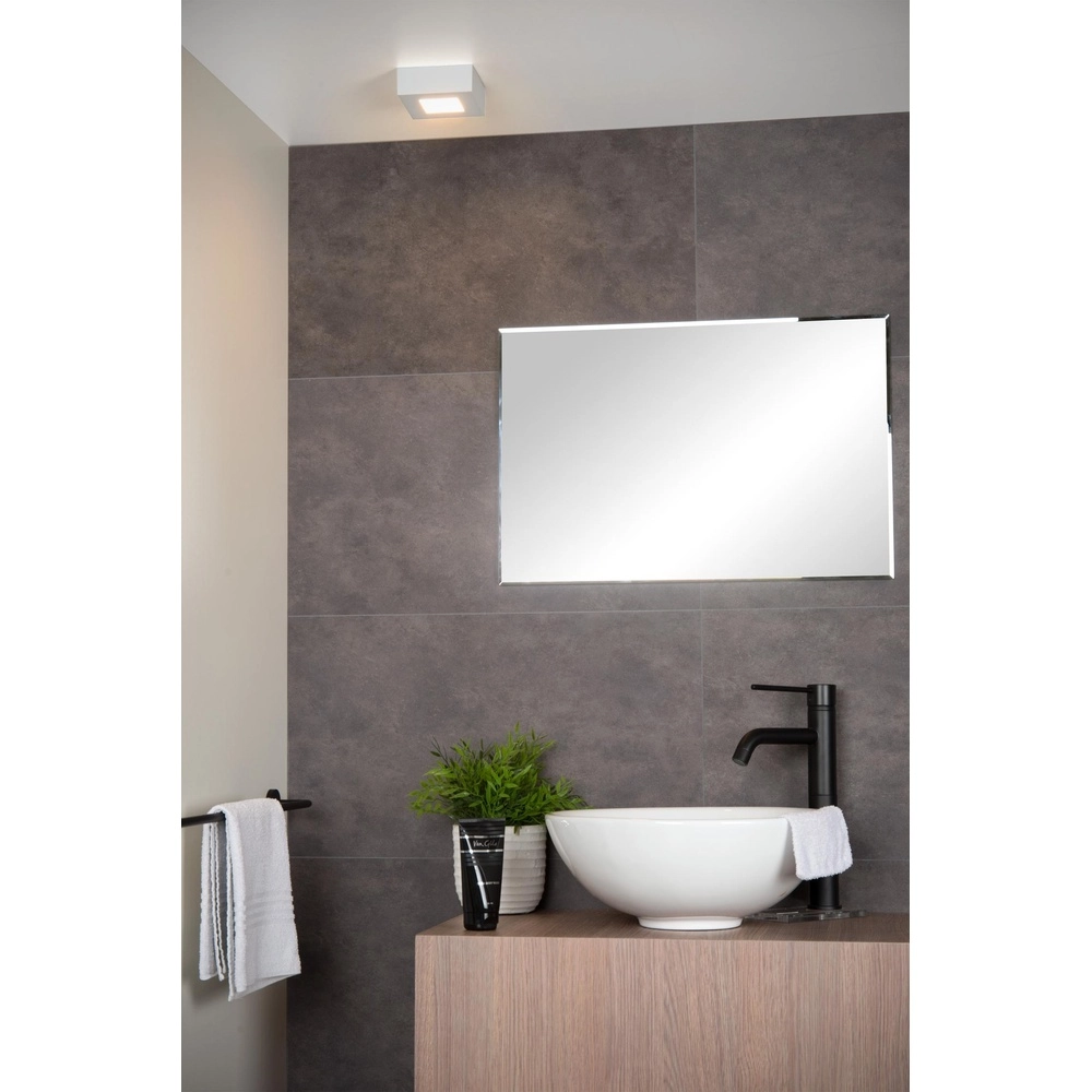Ceiling light Brice-Led 10.8cm square IP44 white Lucide 5411212281326