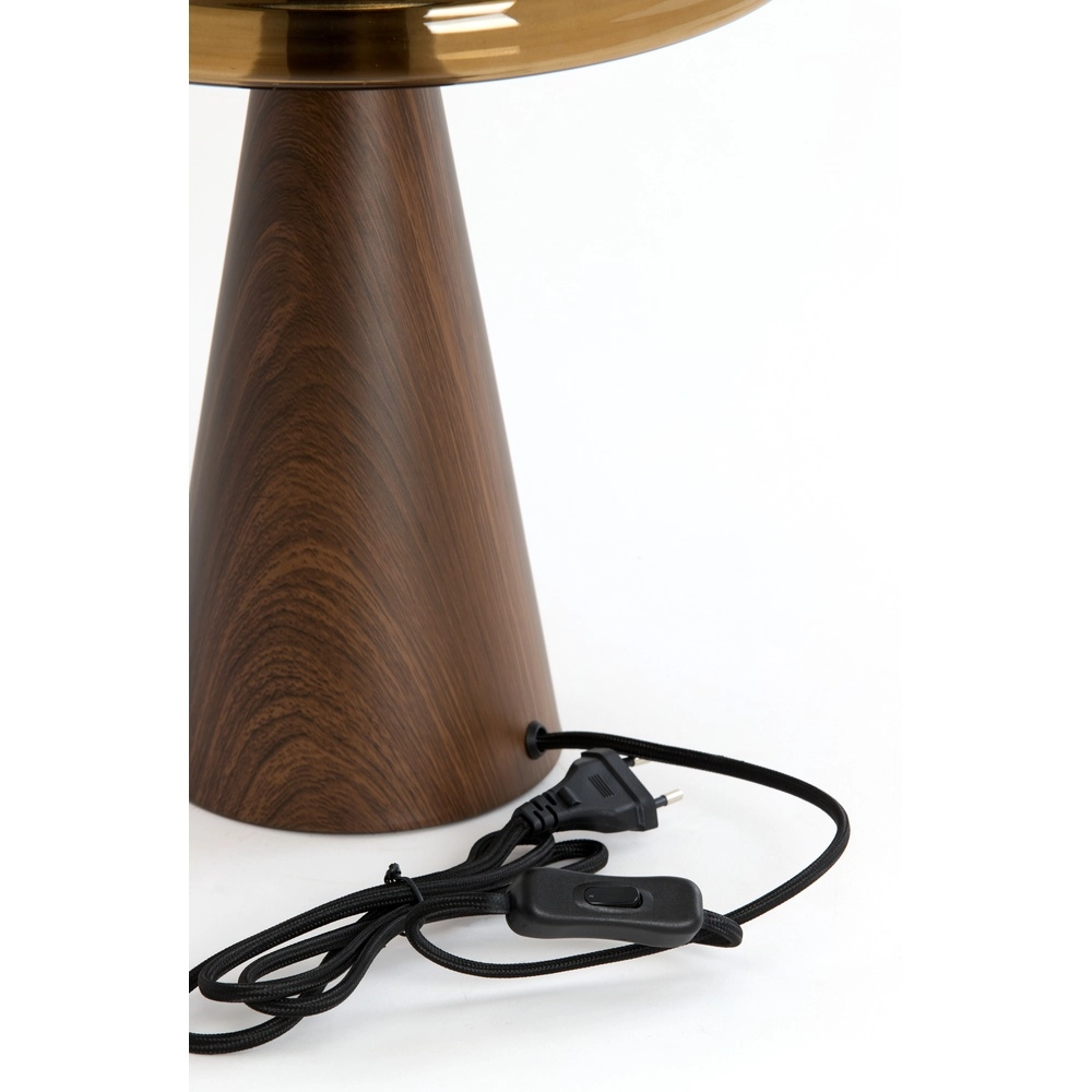 Table lamp Mueda with brown glass and dark wood Light & Living 8717807760922