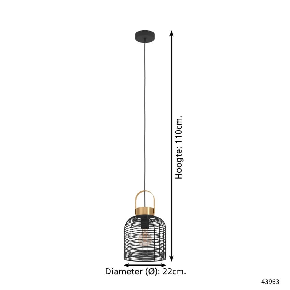 Wire lamp Roundham Ø 22cm - black with gold Eglo 9002759439637