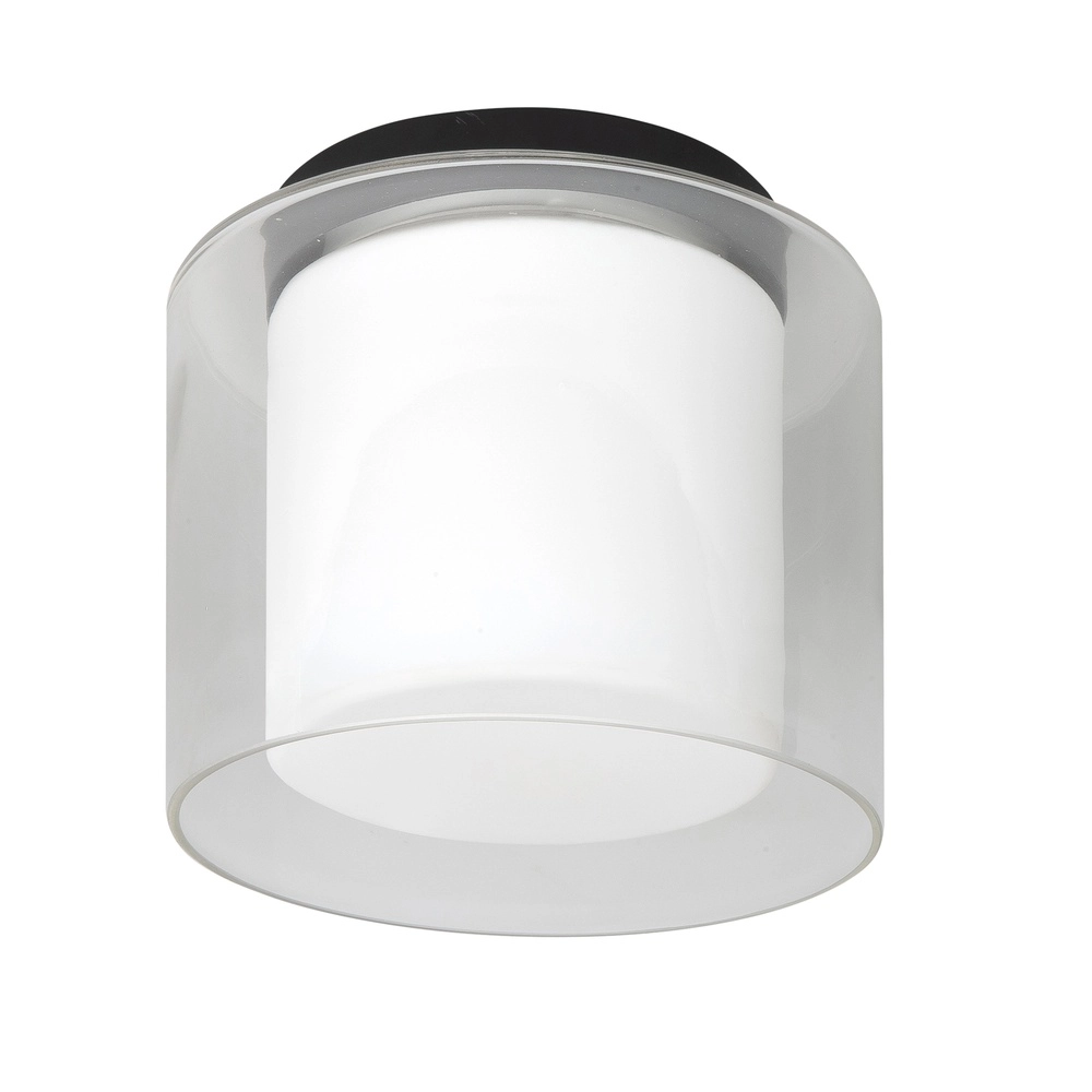 Ceiling lamp Ice black with white glass