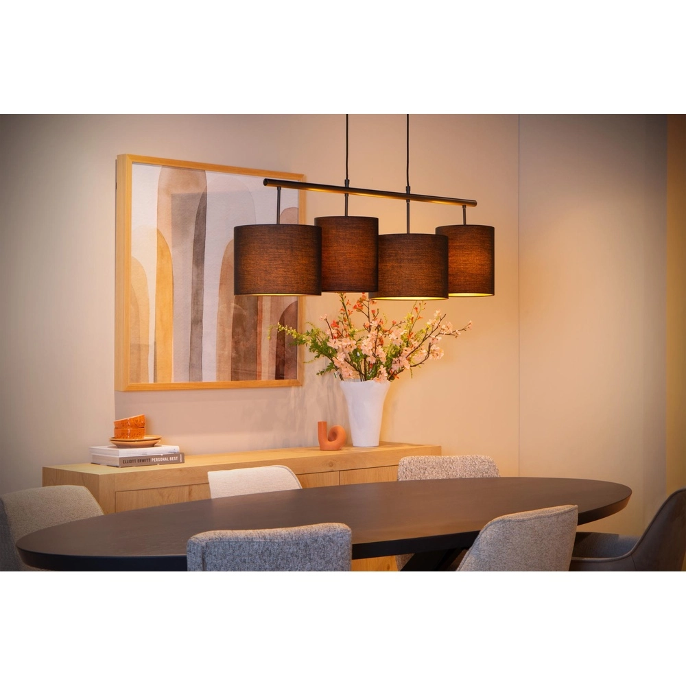 4-light pendant lamp Maya Black Lucide 5411212452566
