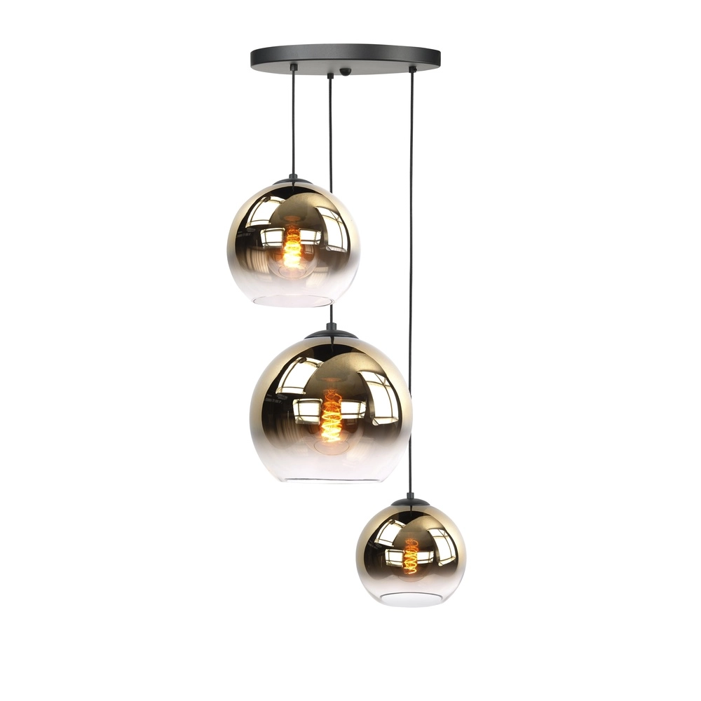 3-light pendant lamp Fantasy black with gold