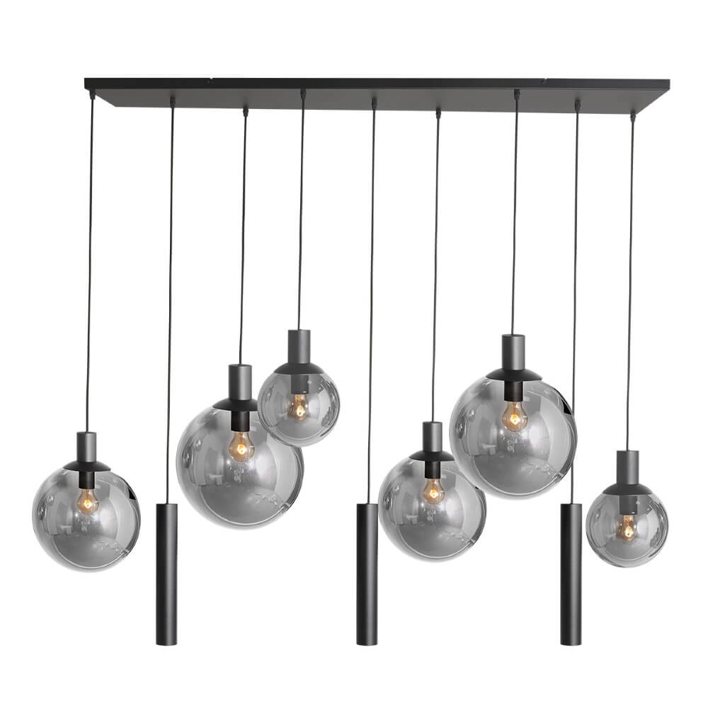 Dining table hanging lamp Bollique black with smoked glass Steinhauer 8712746172973