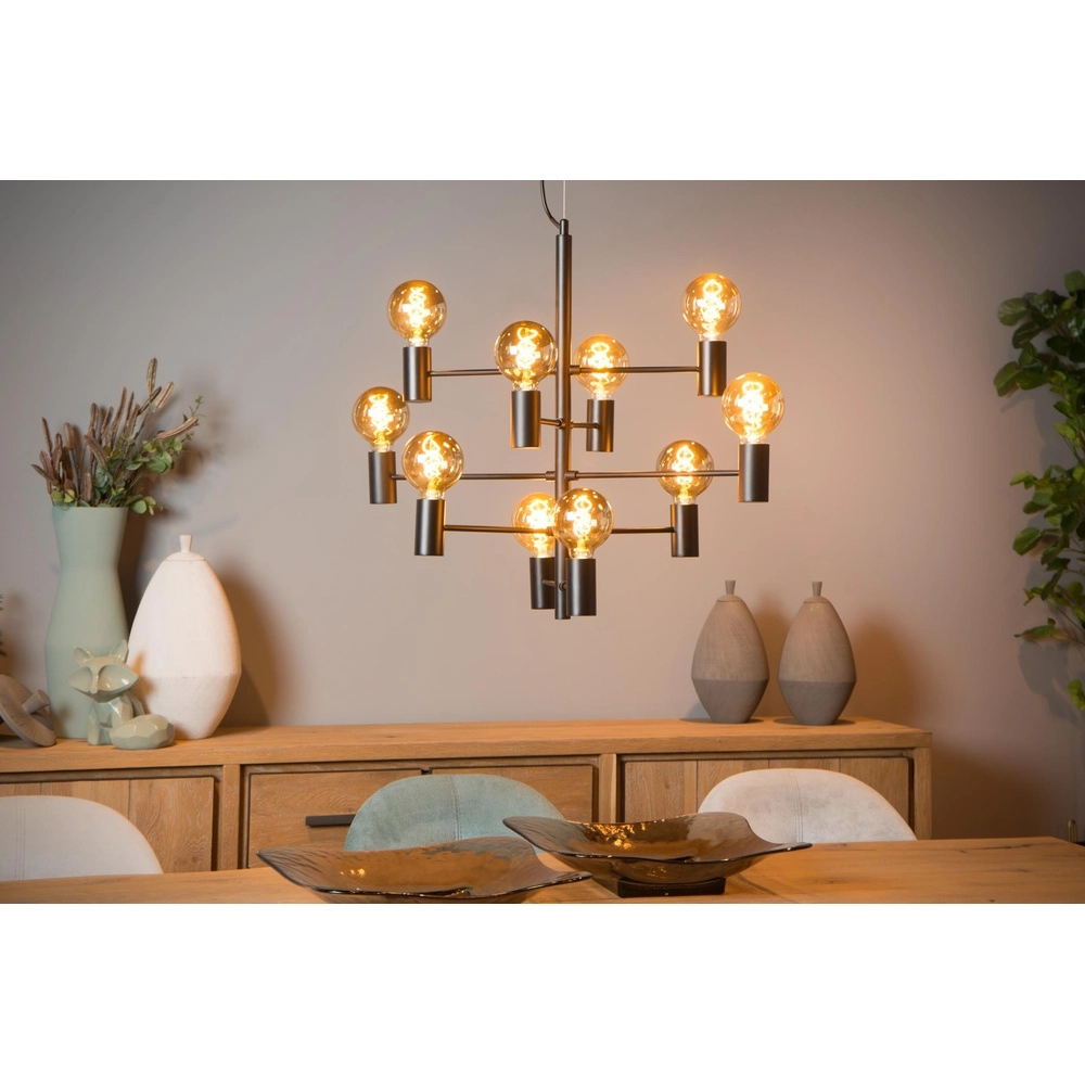 Pendant lamp Leanne 10-light black Lucide 5411212211101