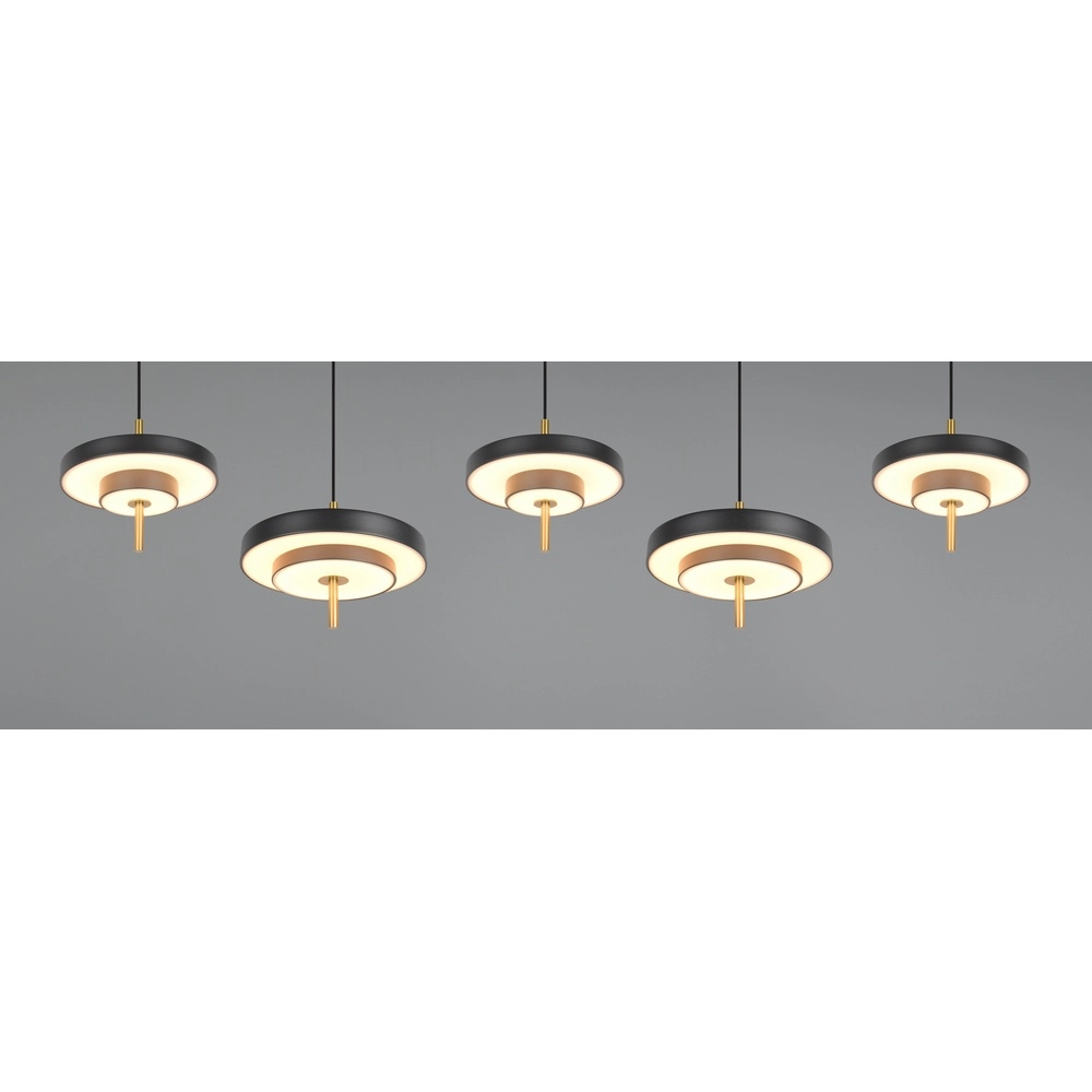 5-light pendant lamp Keaton black with gold Trio 4017807655483