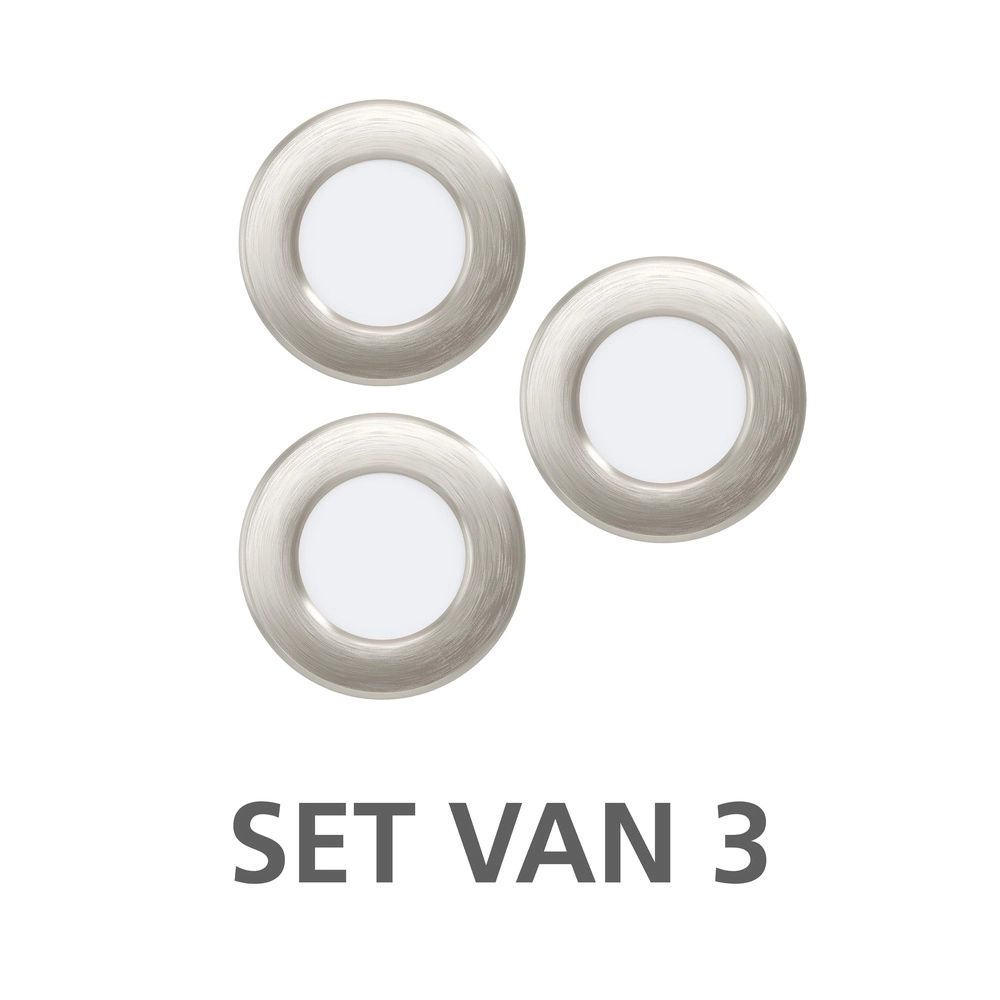 3x Recessed spotlight Fueva 6 round - stainless steel - Ø 8.8cm Eglo 9008606330829