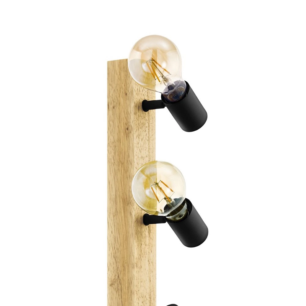 Rural ceiling lamp Townshend 3 4-light black with wood Eglo 9002759994815