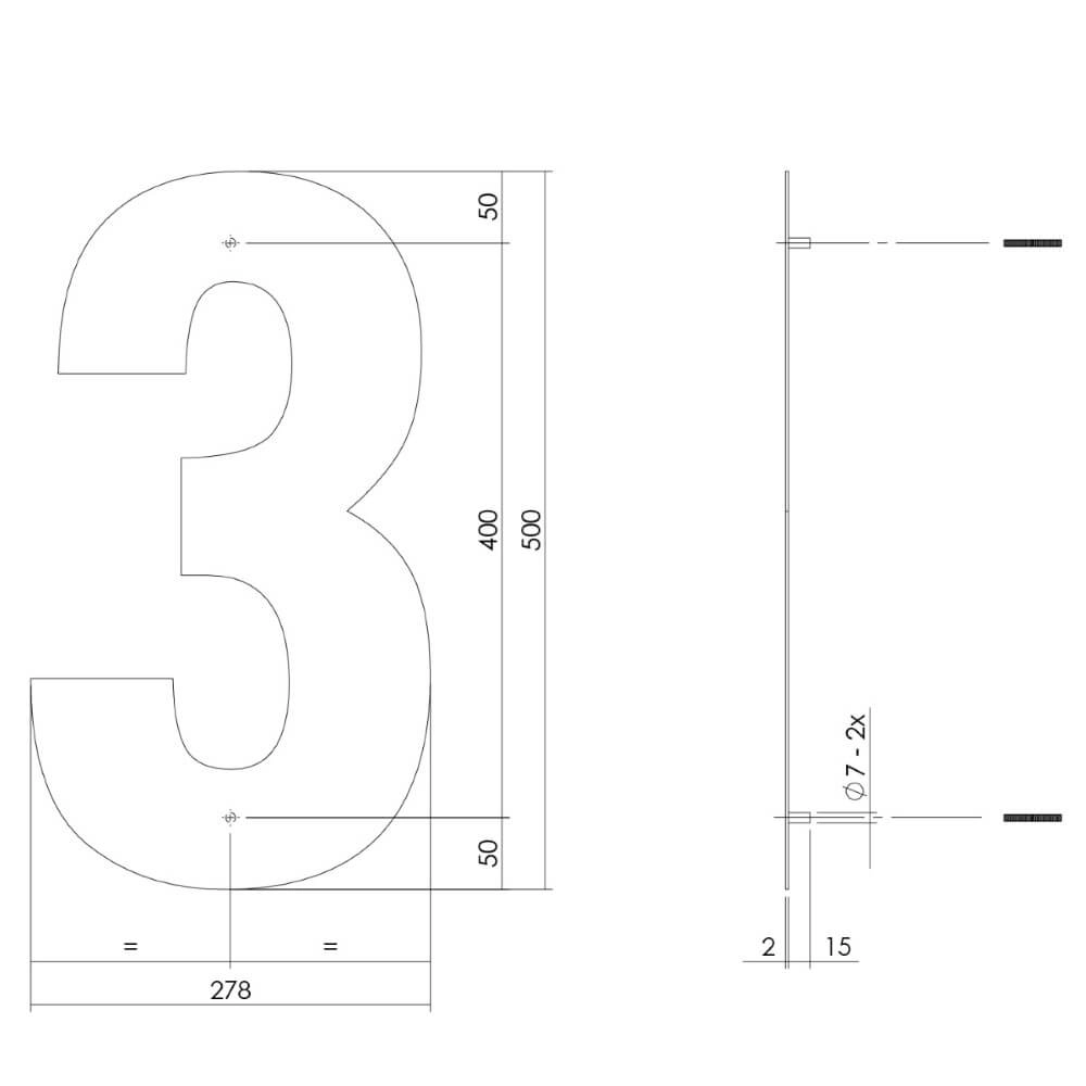 House number 3 XXL Numbra 50cm black Intersteel 8714186503409