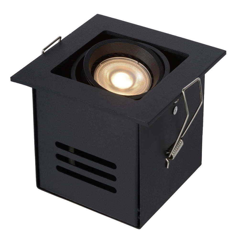 Square recessed spotlight Chimney Single Black Lucide 5411212092250