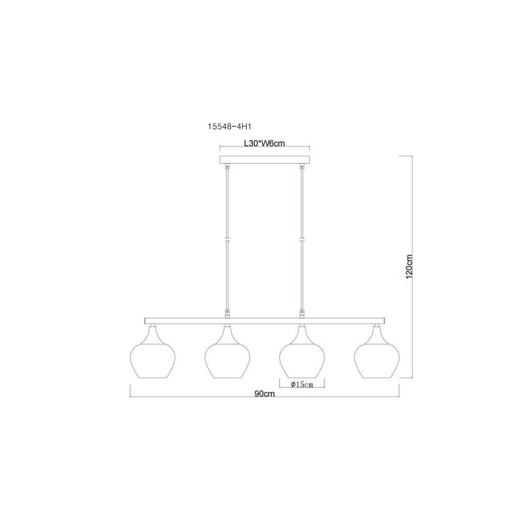4-light pendant lamp Maxy black with smoke glass Globo 9007371471188