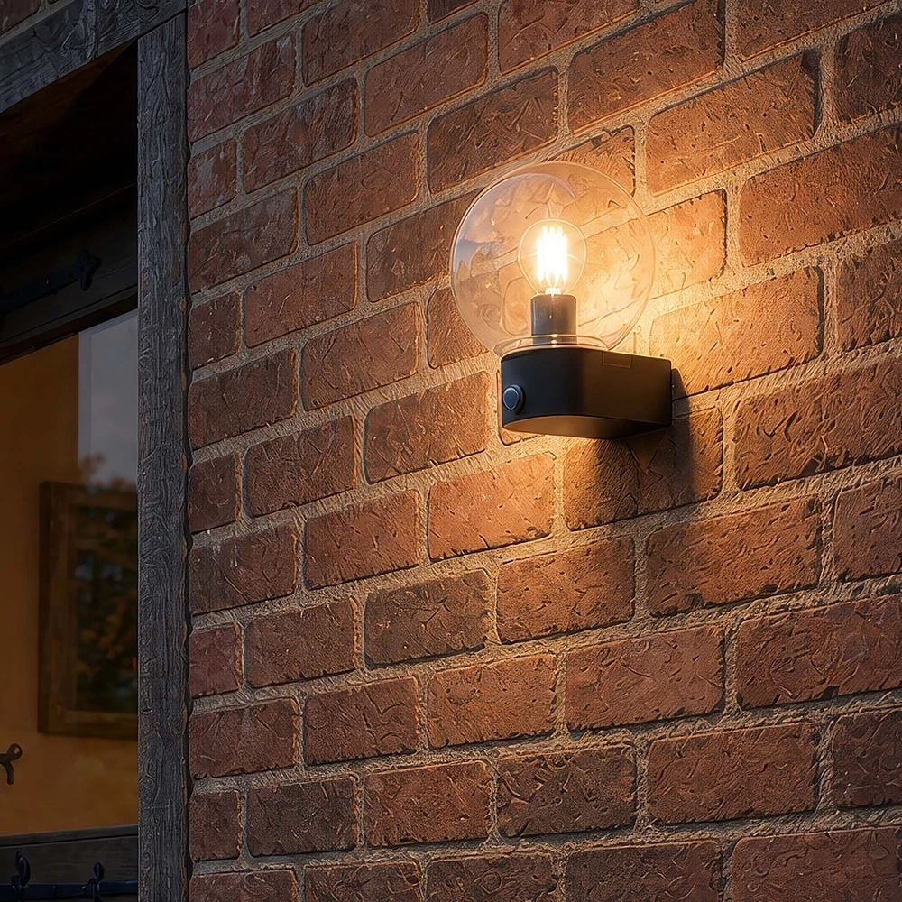 Wall lamp bulb Marina Black with sensor Searchlight 5,05342E+12