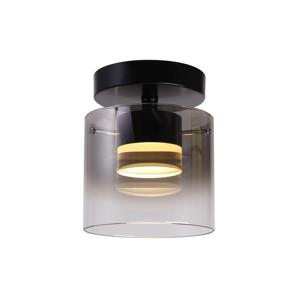 Ceiling lamp Salerno black with smoke glass
