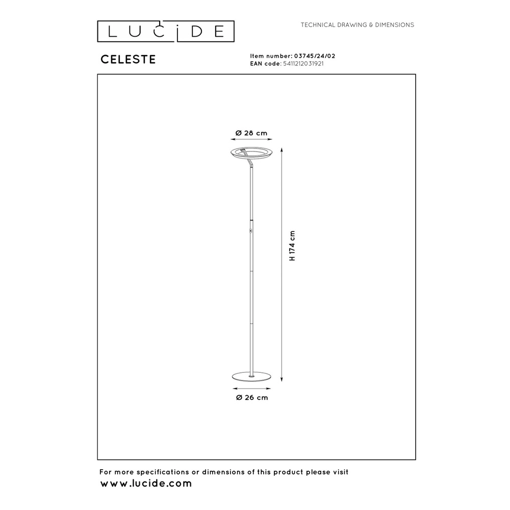 Design floor lamp Celeste gold Ø 28cm Lucide 5411212031921