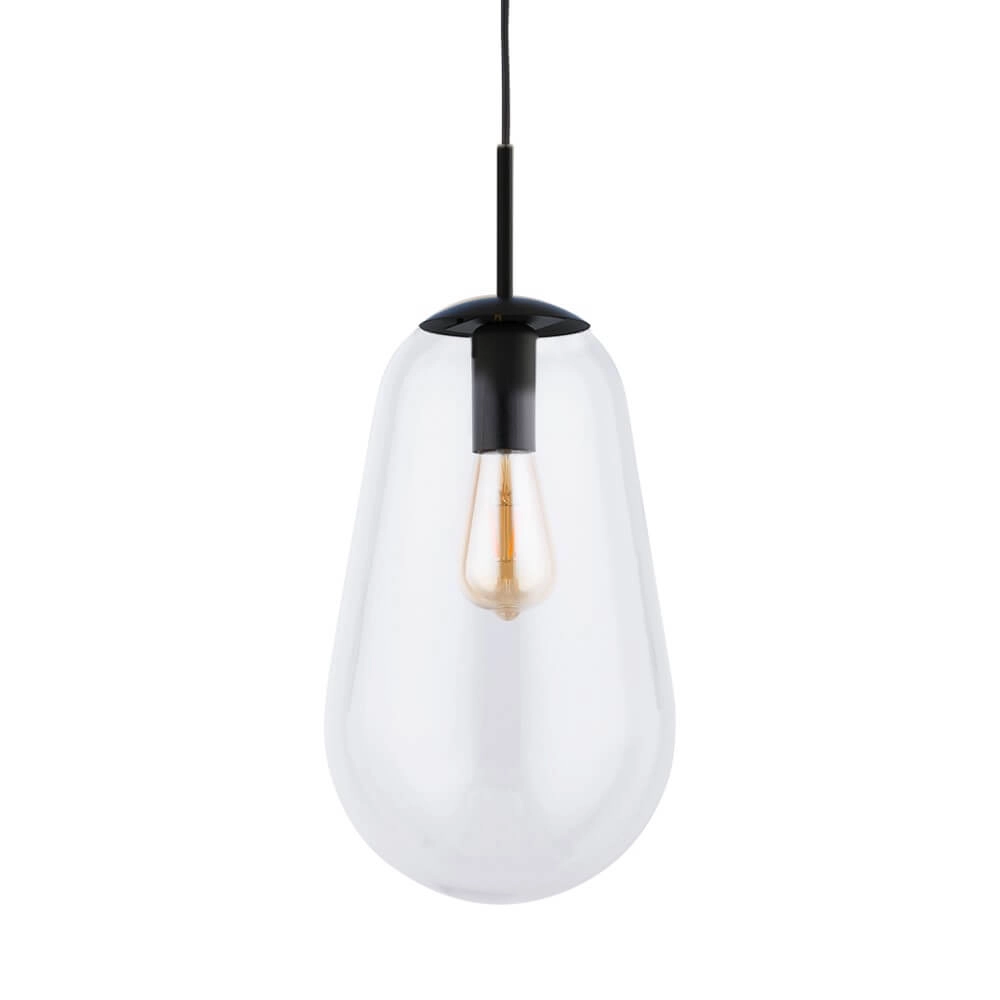 Ø 22cm hanging lamp Pear Medium black with clear glass