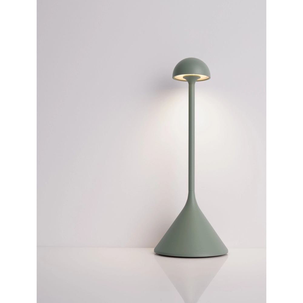 Table lamp Dalt olive green rechargeable with USB