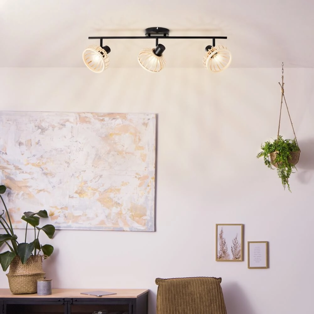 Wooden ceiling lamp Norah 3-light Brilliant 4004353409530