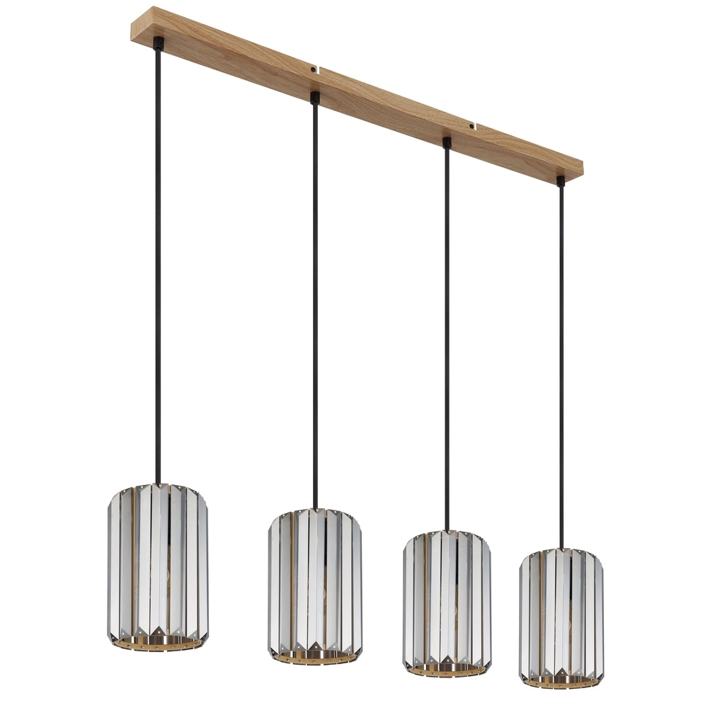 Pendant lamp Run 4-light wood Globo 9007371519965