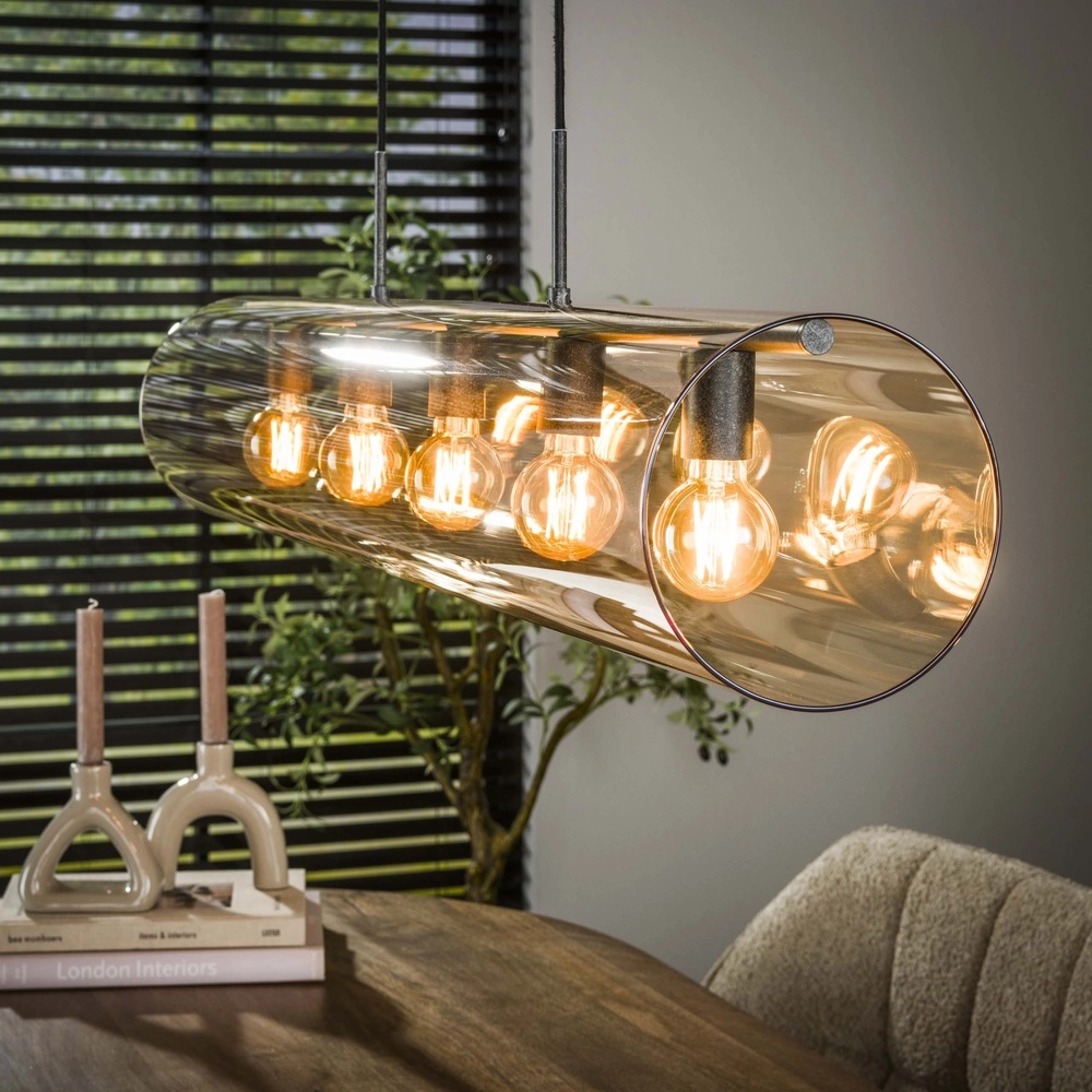 Glass pendant lamp Tube 120cm - amber glass Lyora 8716803511774