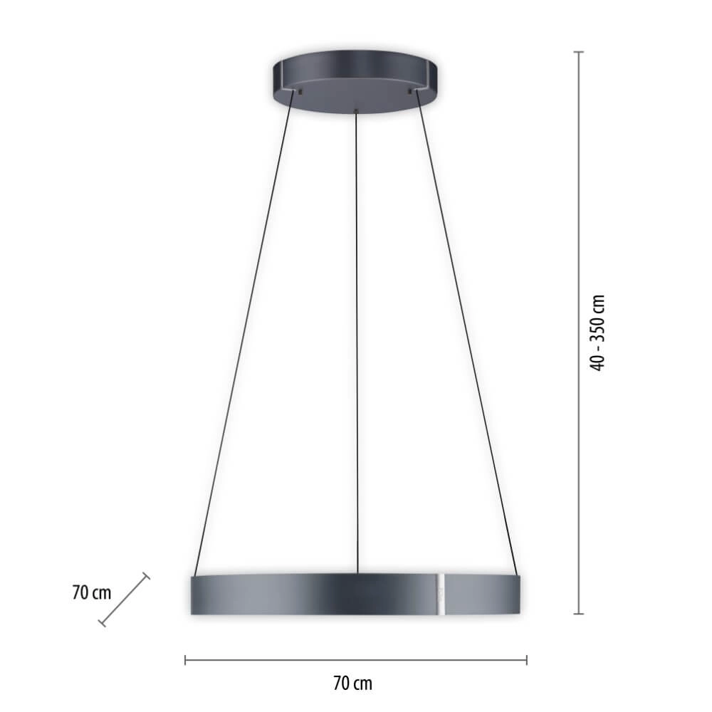 Round hanging lamp Pure E-Clipse gray Ø 70cm Paul Neuhaus 4012248372340