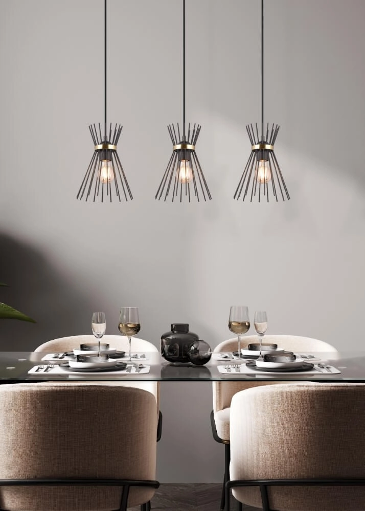 Pendant lamp Rod Design black 3-lights Trio 4017807576771