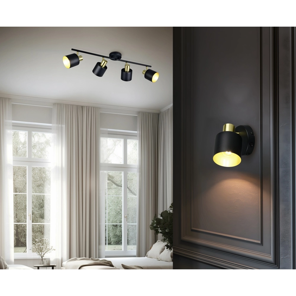 Wall spotlight Eva black with gold Trio 4017807654646
