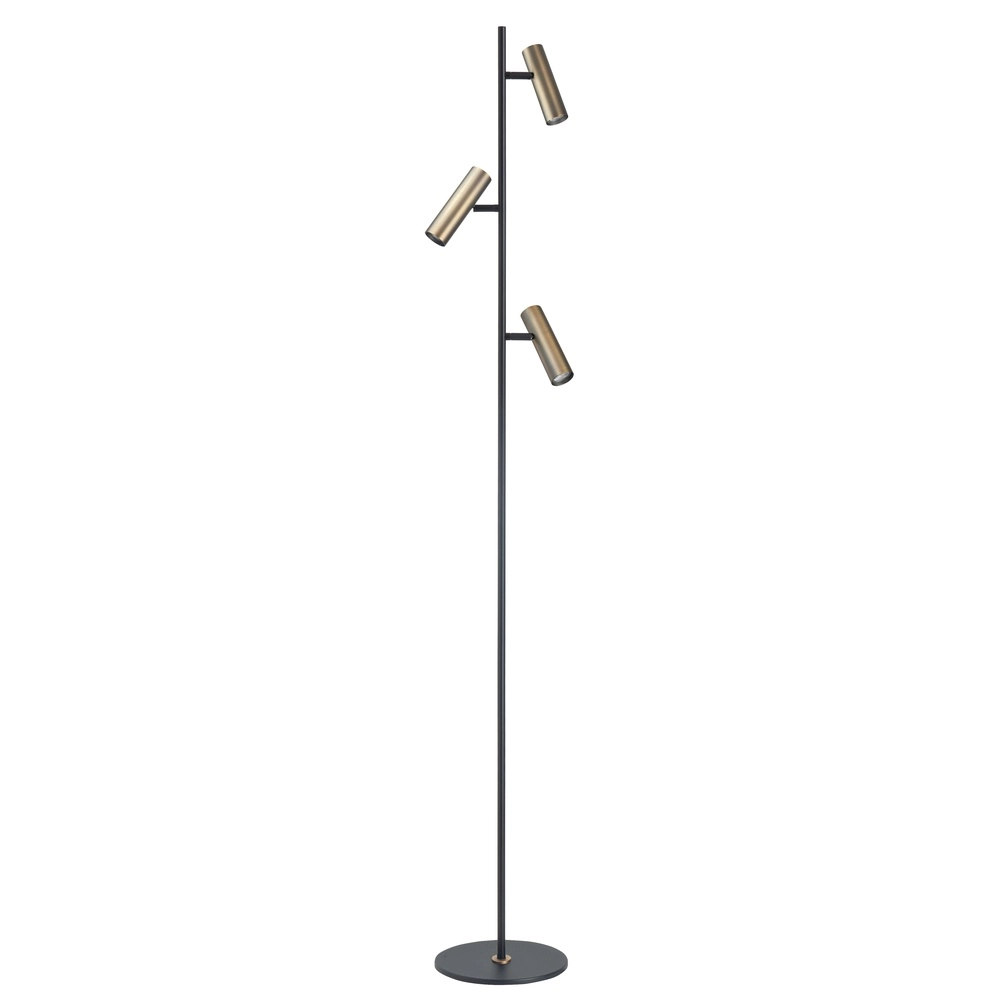 Floor lamp Trend 3-light black with copper bronze