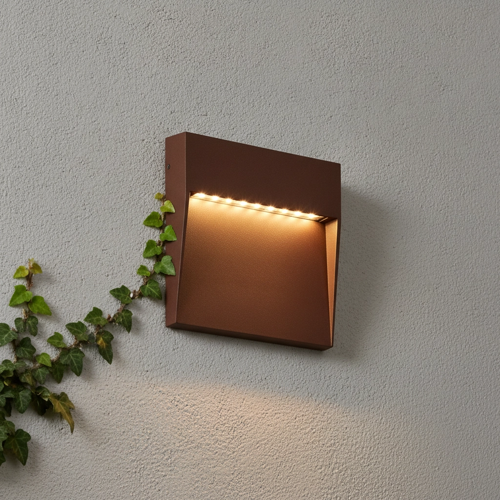 Square wall lamp Fem Rusty brown