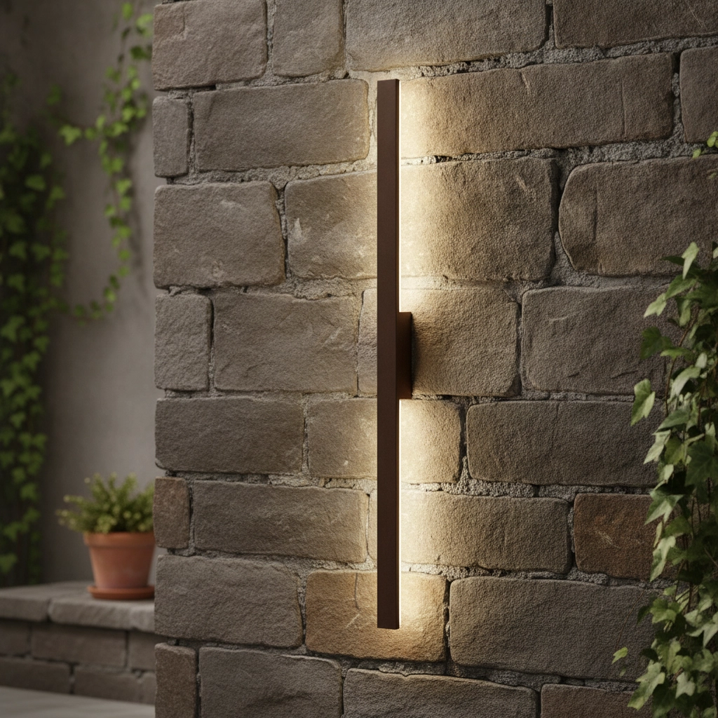 Sleek wall lamp Doul Rust brown 121cm