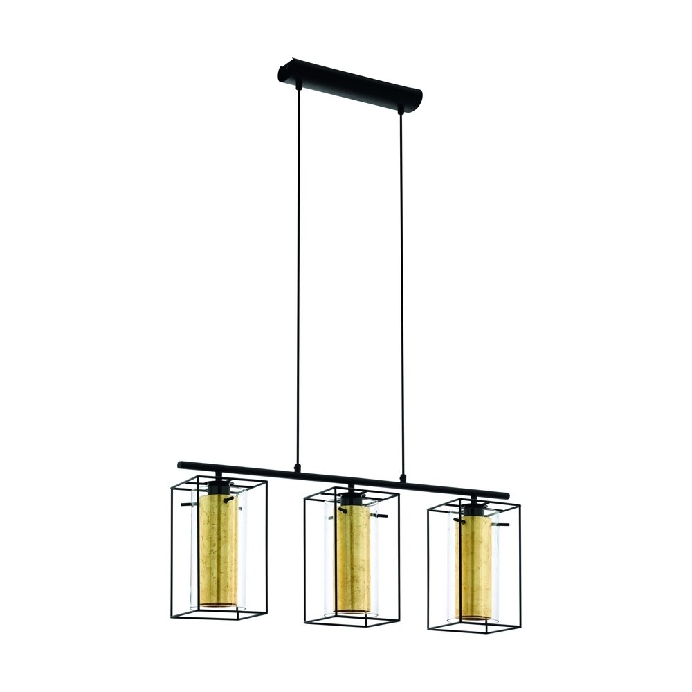 3-light pendant lamp Loncino 1 black with gold