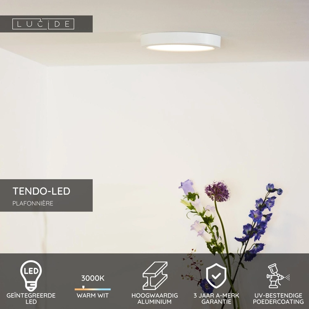 White ceiling light Tendo-Led Ø 22cm Lucide 5411212071767