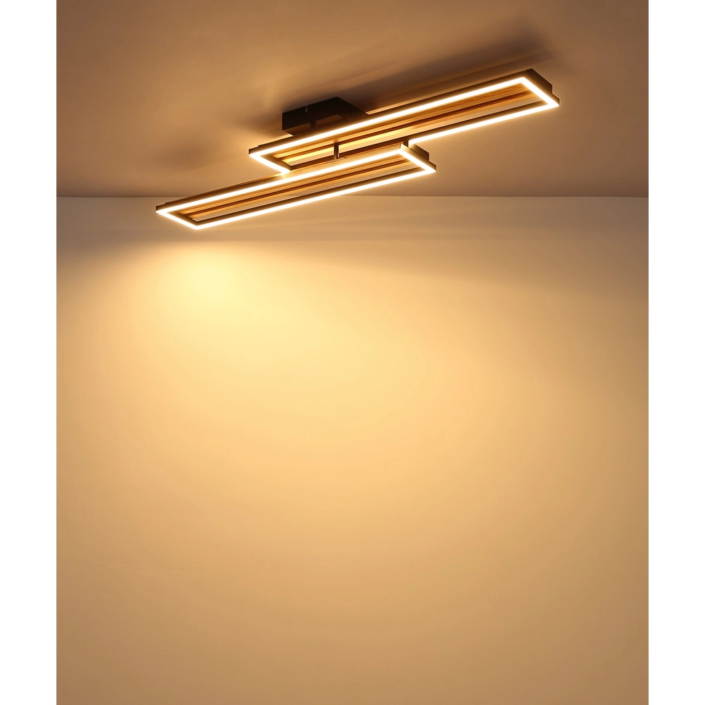 Modern ceiling lamp Dakari I black with wood 90cm Globo 9007371528783