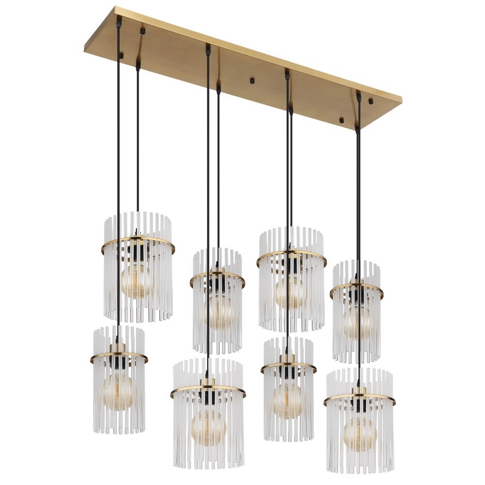 Golden pendant lamp Gorley with glass 8-lights Globo 9007371468959