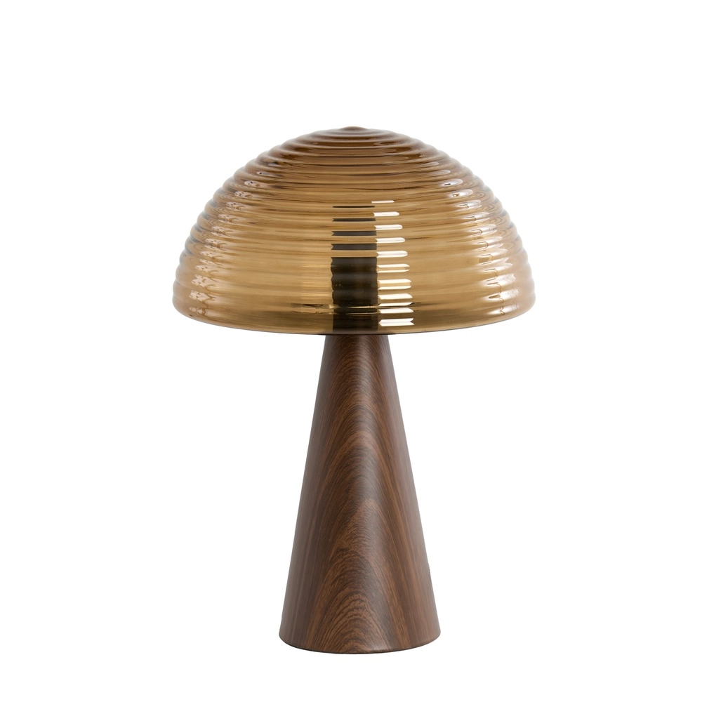 Table lamp Mueda with brown glass and dark wood