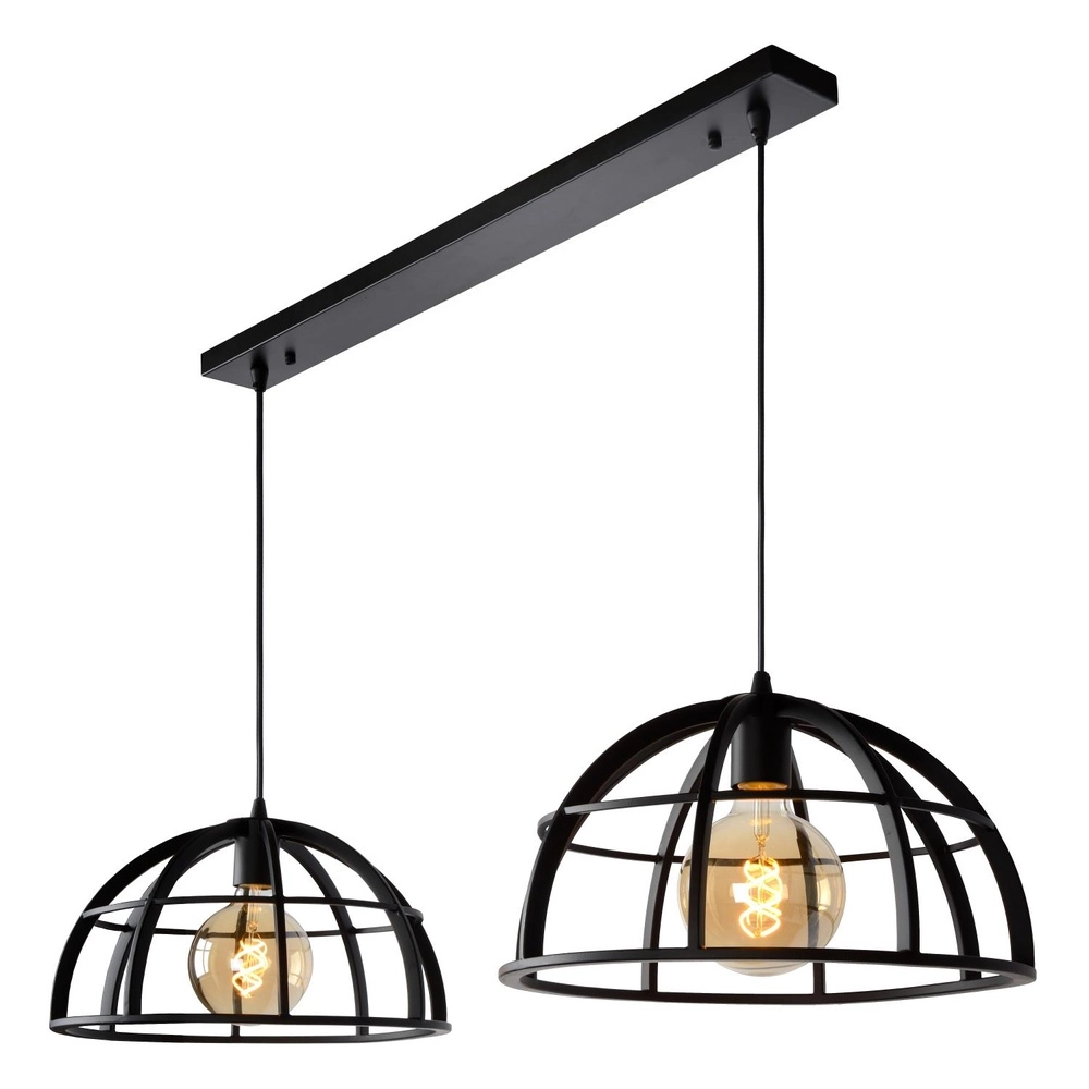 2-light pendant lamp Dikra Industrial Black Lucide 5411212761019