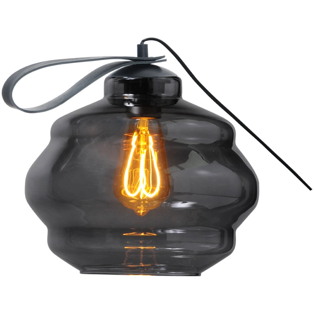 Table lamp Porto Carry with Ball smoke glass Ø 24cm