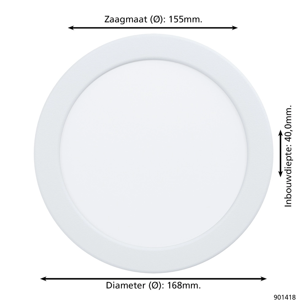 IP44 recessed lamp Fueva 6 round - white - Ø 16,8cm Eglo 9008606330959