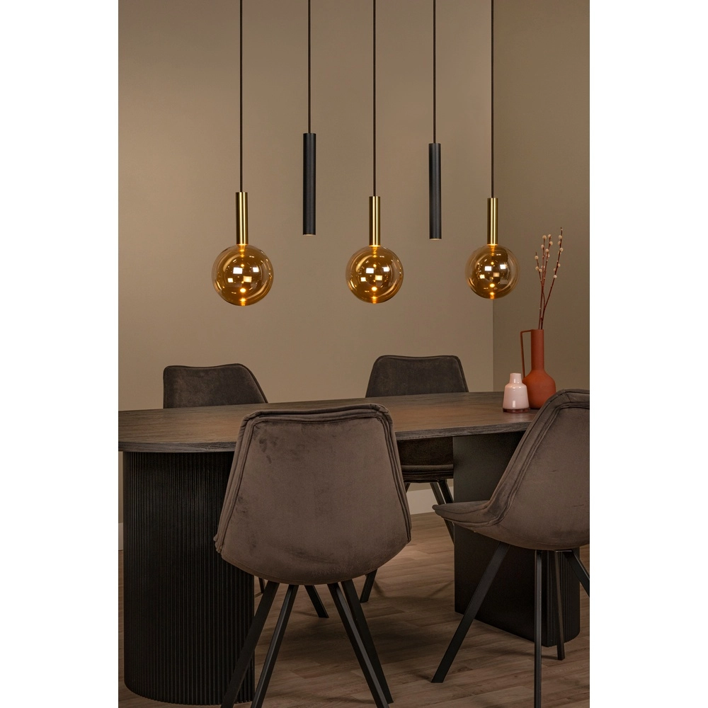 5-light pendant lamp Josiane black with gold Lucide Vibes 5411212212276