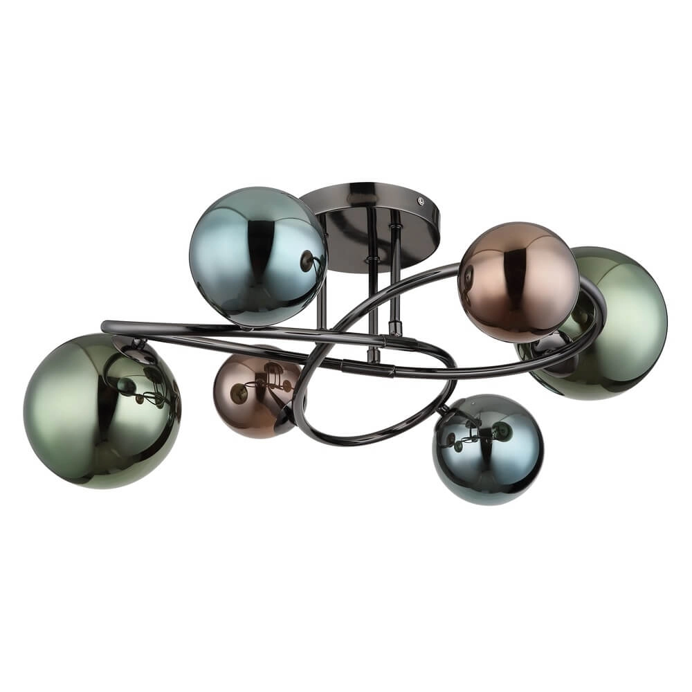 Black ceiling lamp Riha Coloured glass 6-lights Globo 9007371459100
