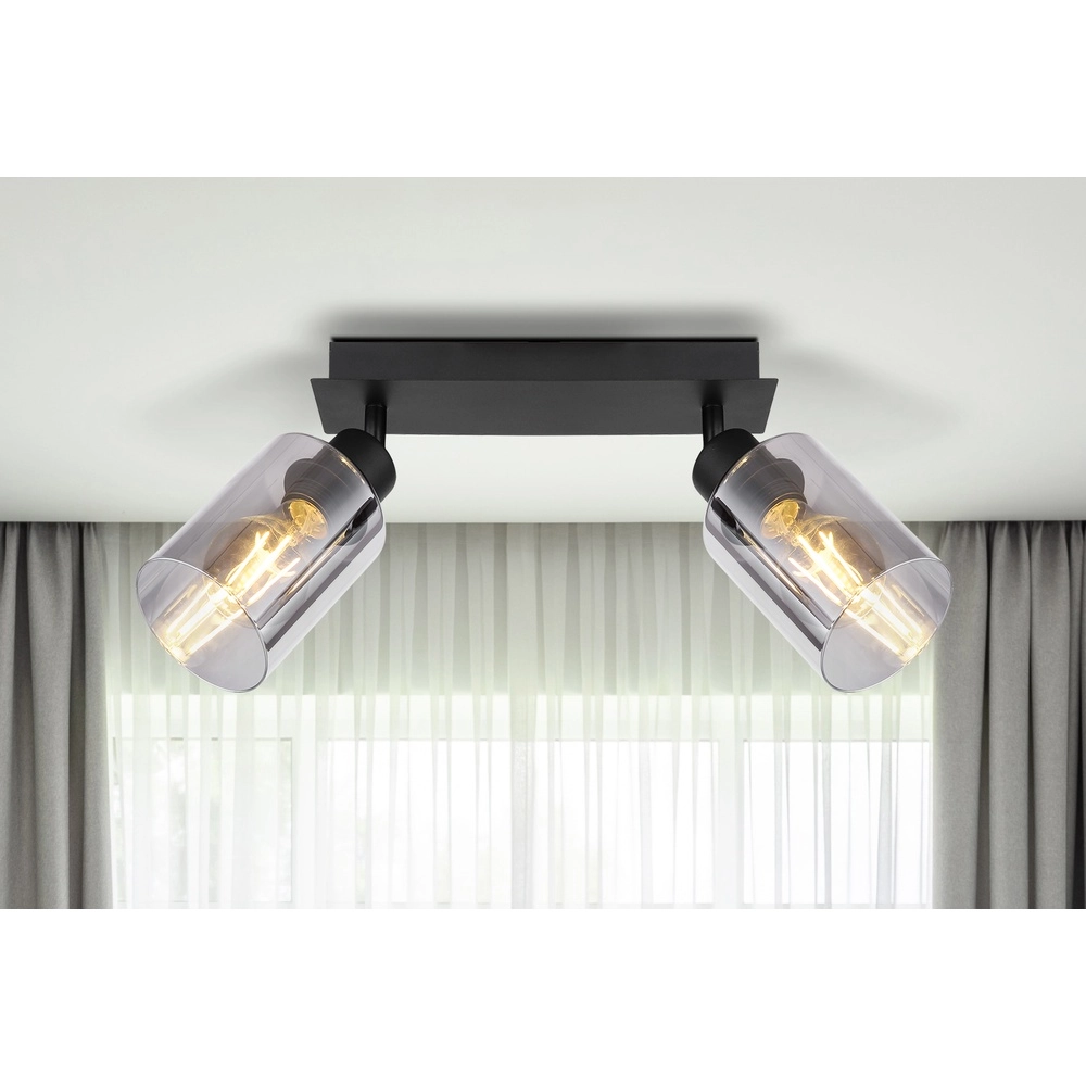 Ceiling lamp Hadera 2-light black with smoke glass Globo 9007371440214