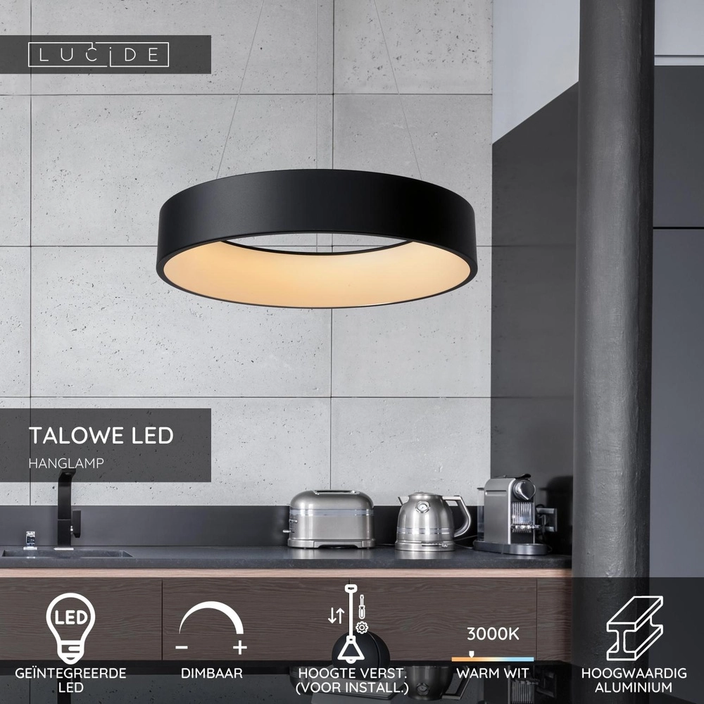 Pendant lamp Talowe Led Ø 60cm black Lucide 5411212460707