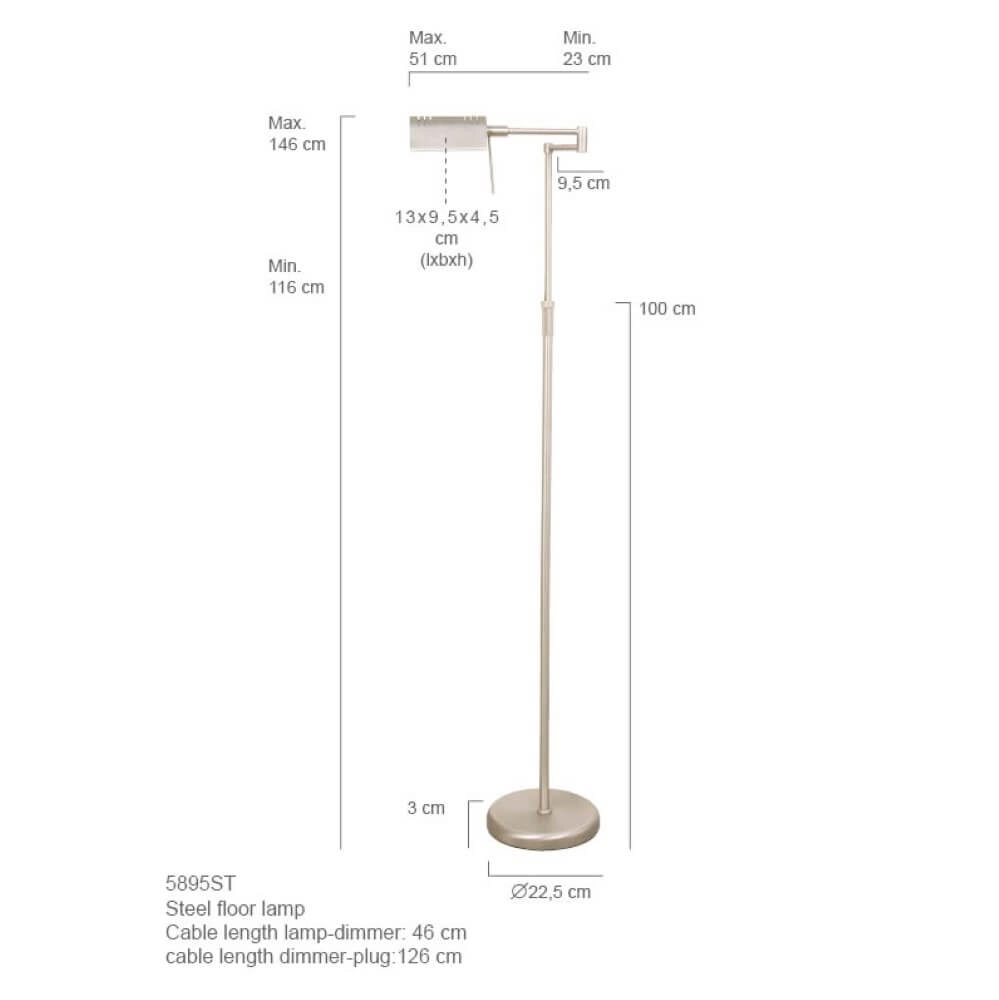 Floor lamp Mexlite metallic grey Steinhauer 8712746048117