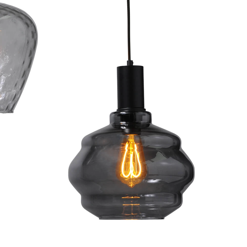 5-light hanging lamp - black - Porto with different glasses Masterlight 8718121270395