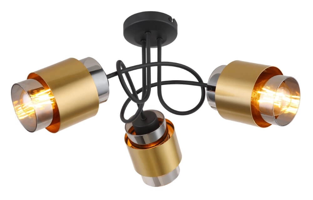 Ceiling light Milley black with gold 3-light
